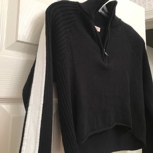 Brandy Melville Black and White Half Zip